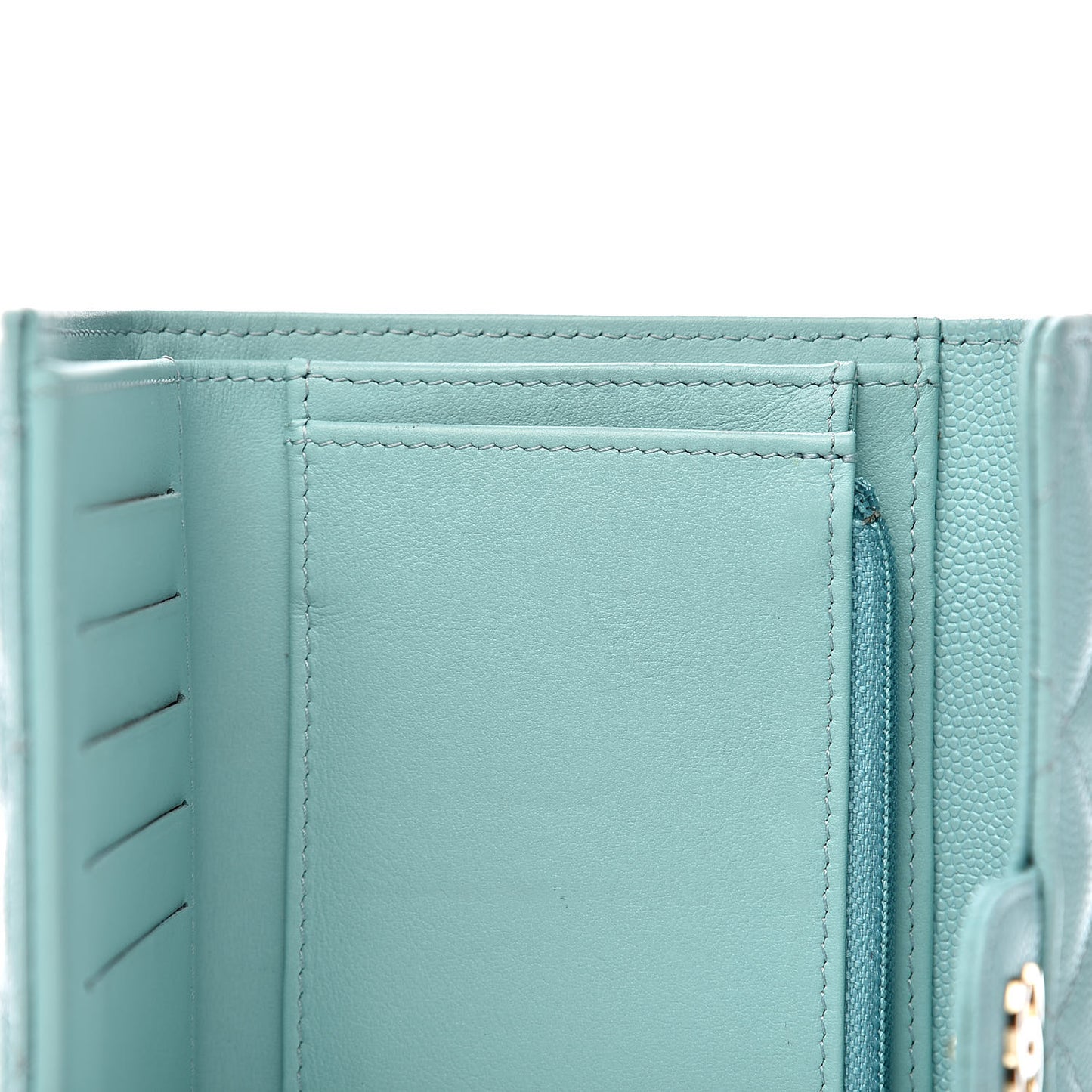 Caviar Quilted Medium Flap Wallet Light Blue