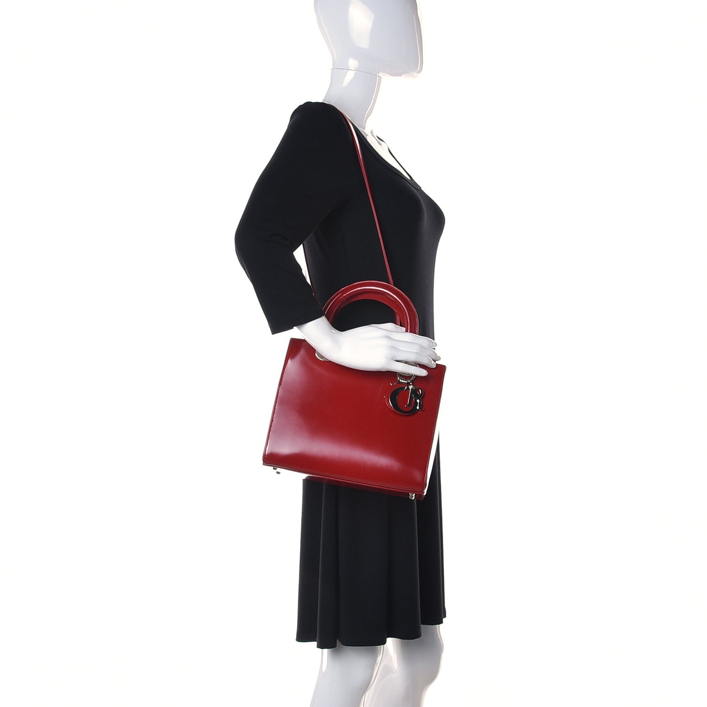 Glazed Calfskin Medium Lady Dior Red