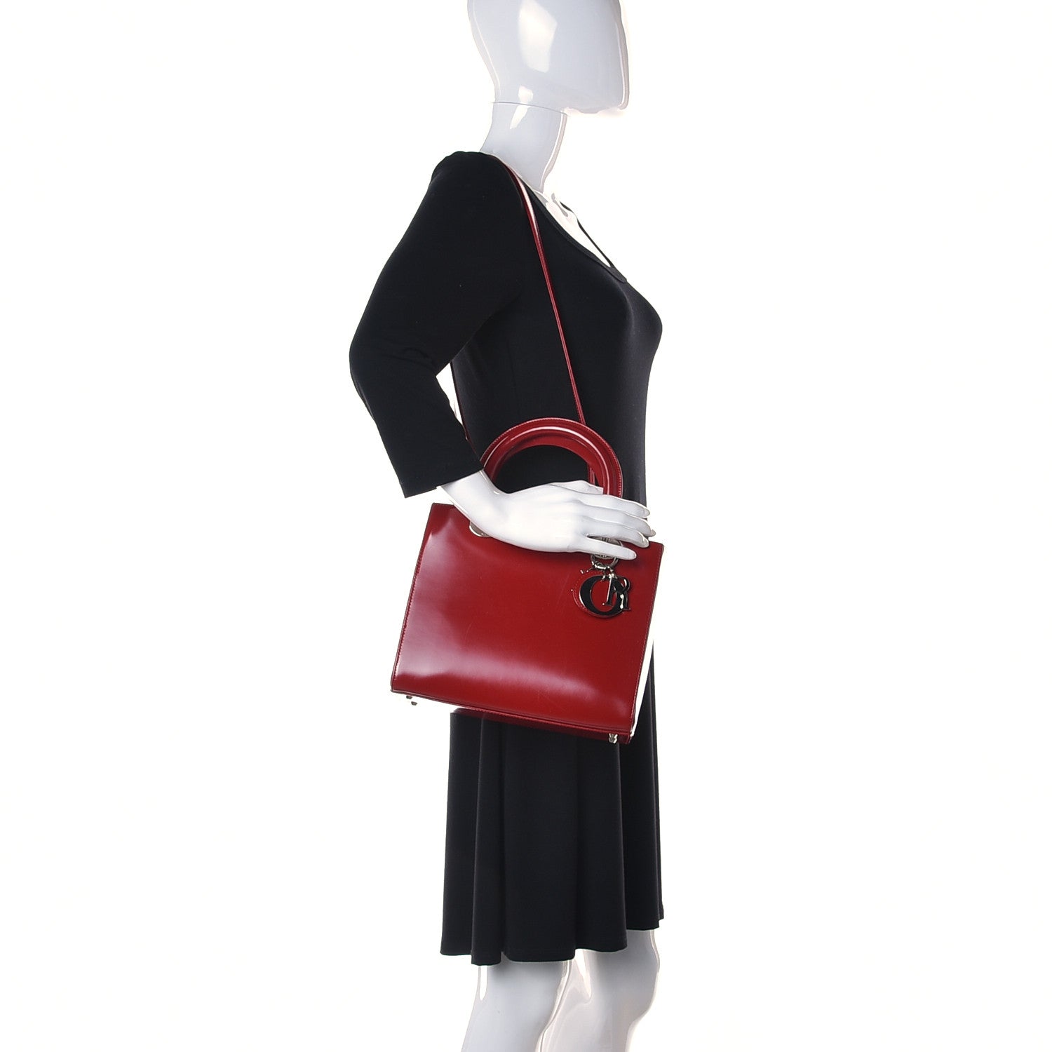 Christian Dior Glazed Calfskin Medium Lady Dior Red 2 of 11