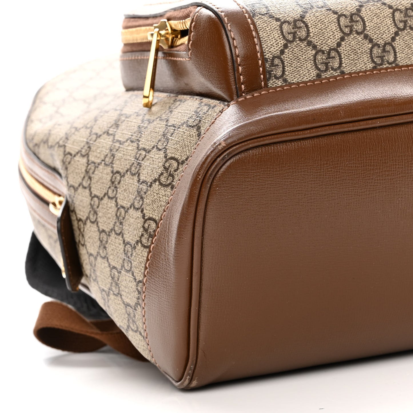 GG Supreme Monogram Textured Calfskin Retro Interlocking G Backpack Brown Beige