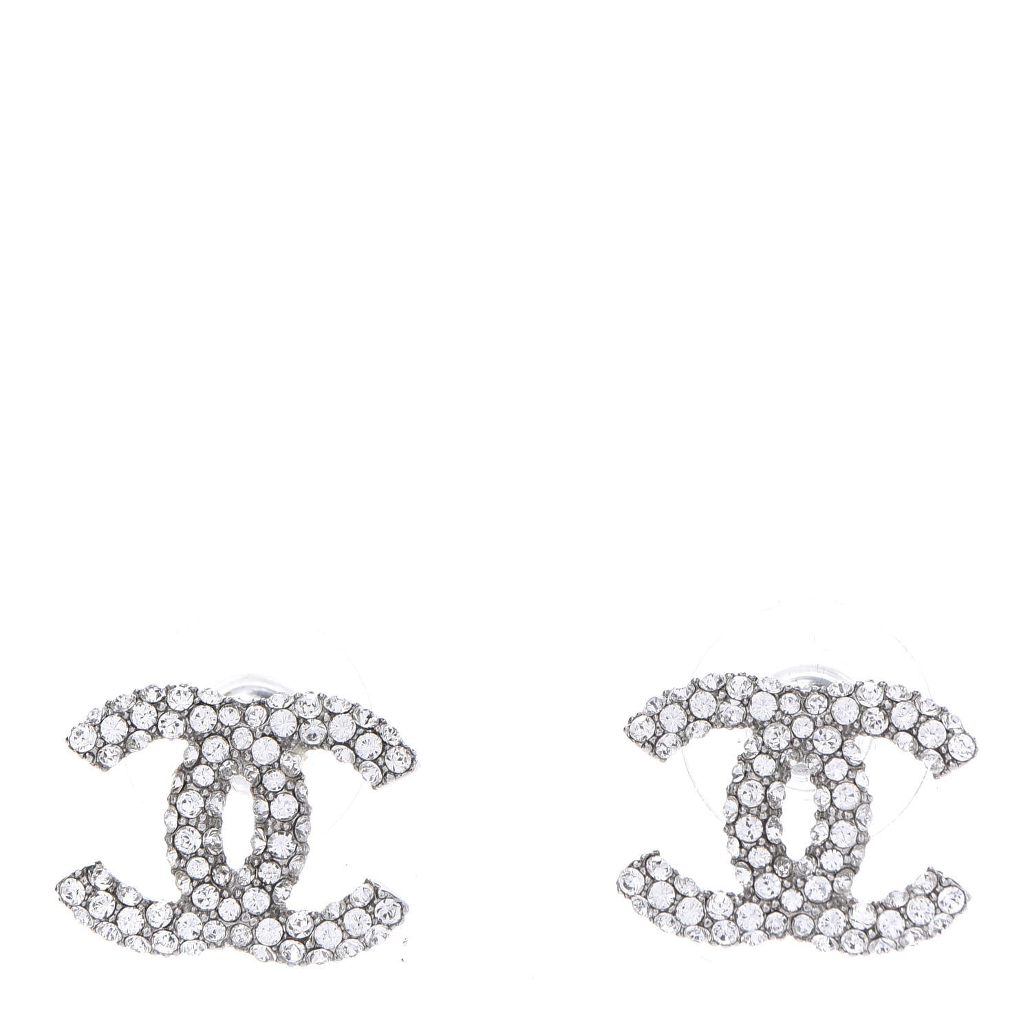 Chanel Crystal Mini CC Earrings Silver 2 of 10