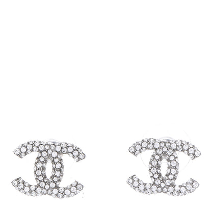 Chanel Crystal Mini CC Earrings Silver 2 of 10