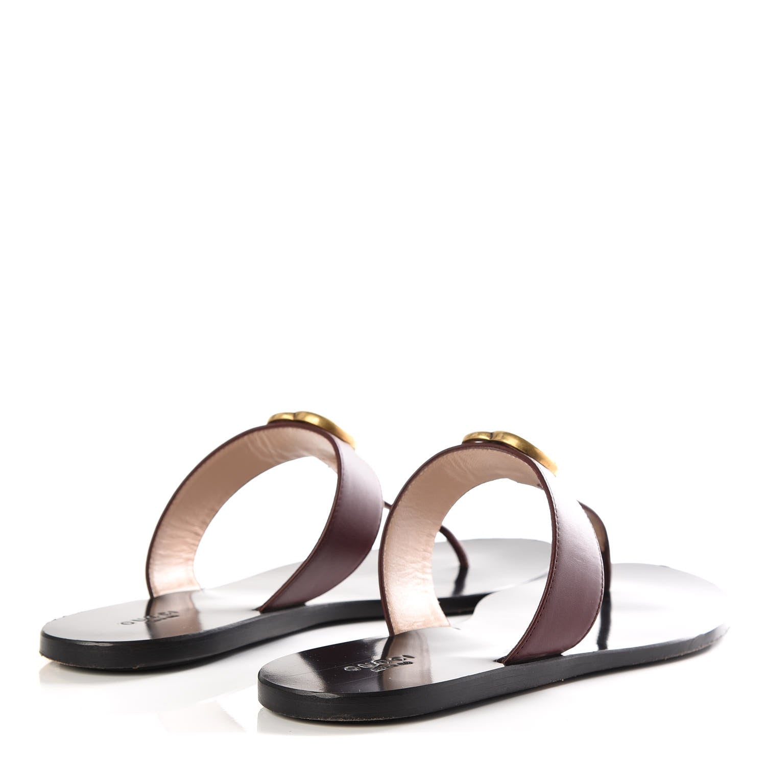 Gucci Calfskin GG Marmont Thong Sandals 39.5 Vintage Bordeaux 4 of 9