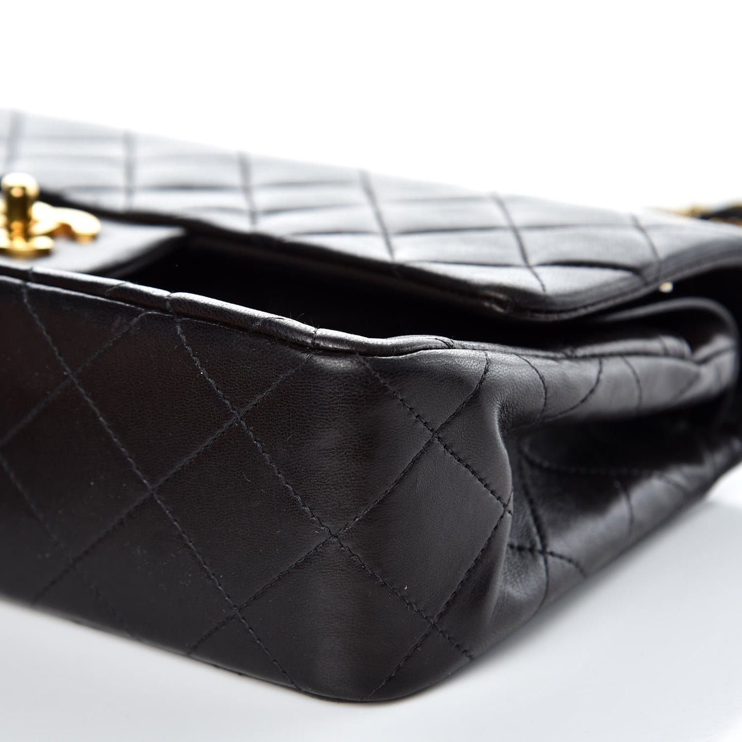 Lambskin Quilted Small Double Flap Black