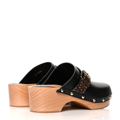 Louis Vuitton Calfskin Patent Monogram Cottage Clog Mules 40 Black 4 of 8