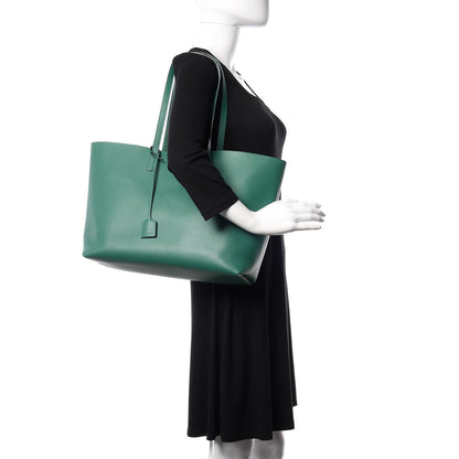 Saint Laurent Calfskin Large Shopping Tote Emerald Green 2 of 10