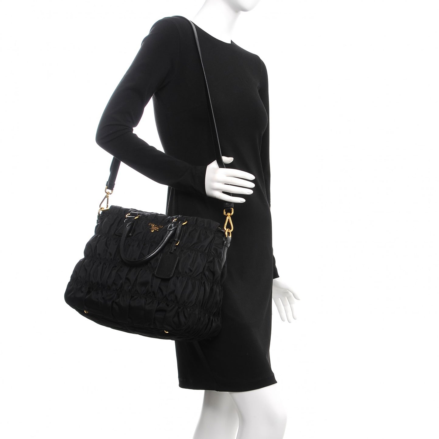 Tessuto Nylon Gaufre Tote Black