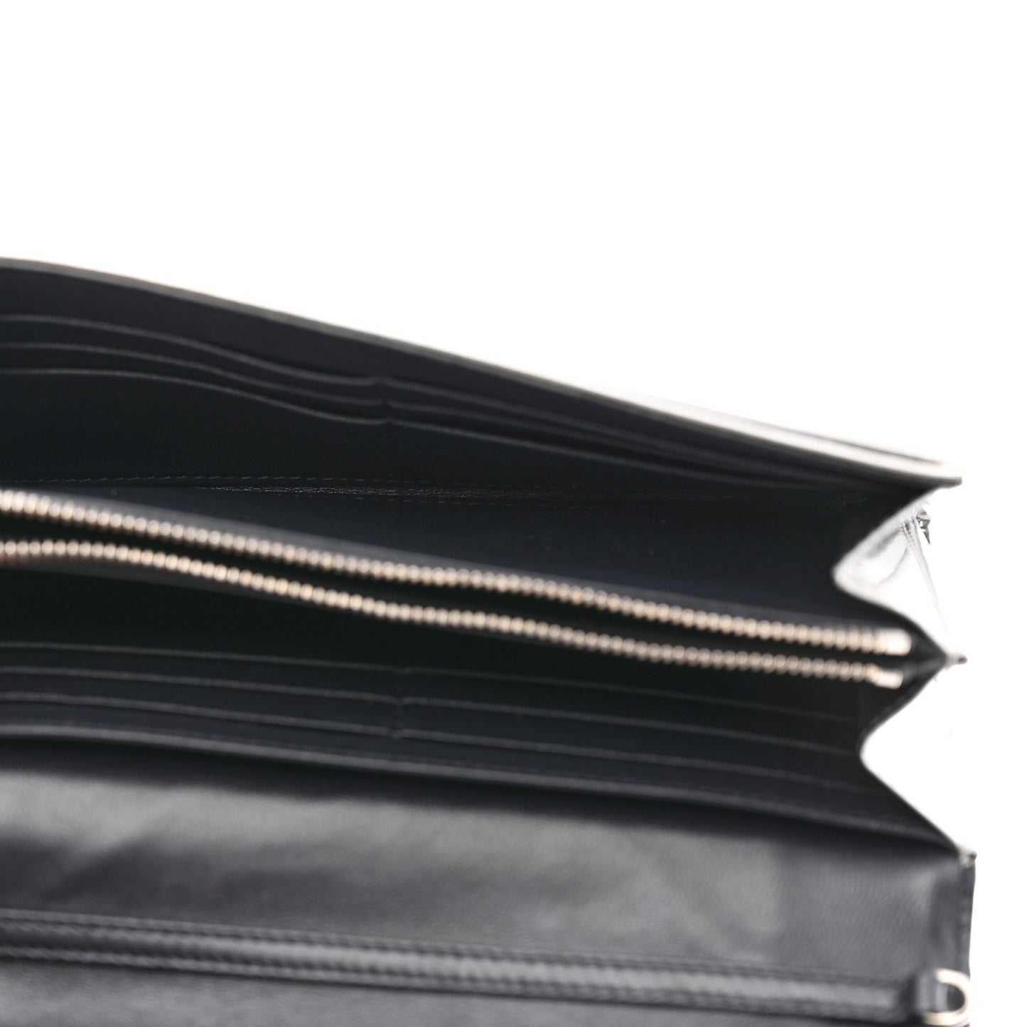 Metallic Patent Micro-Cannage Diorama Croisiere Chain Wallet Silver