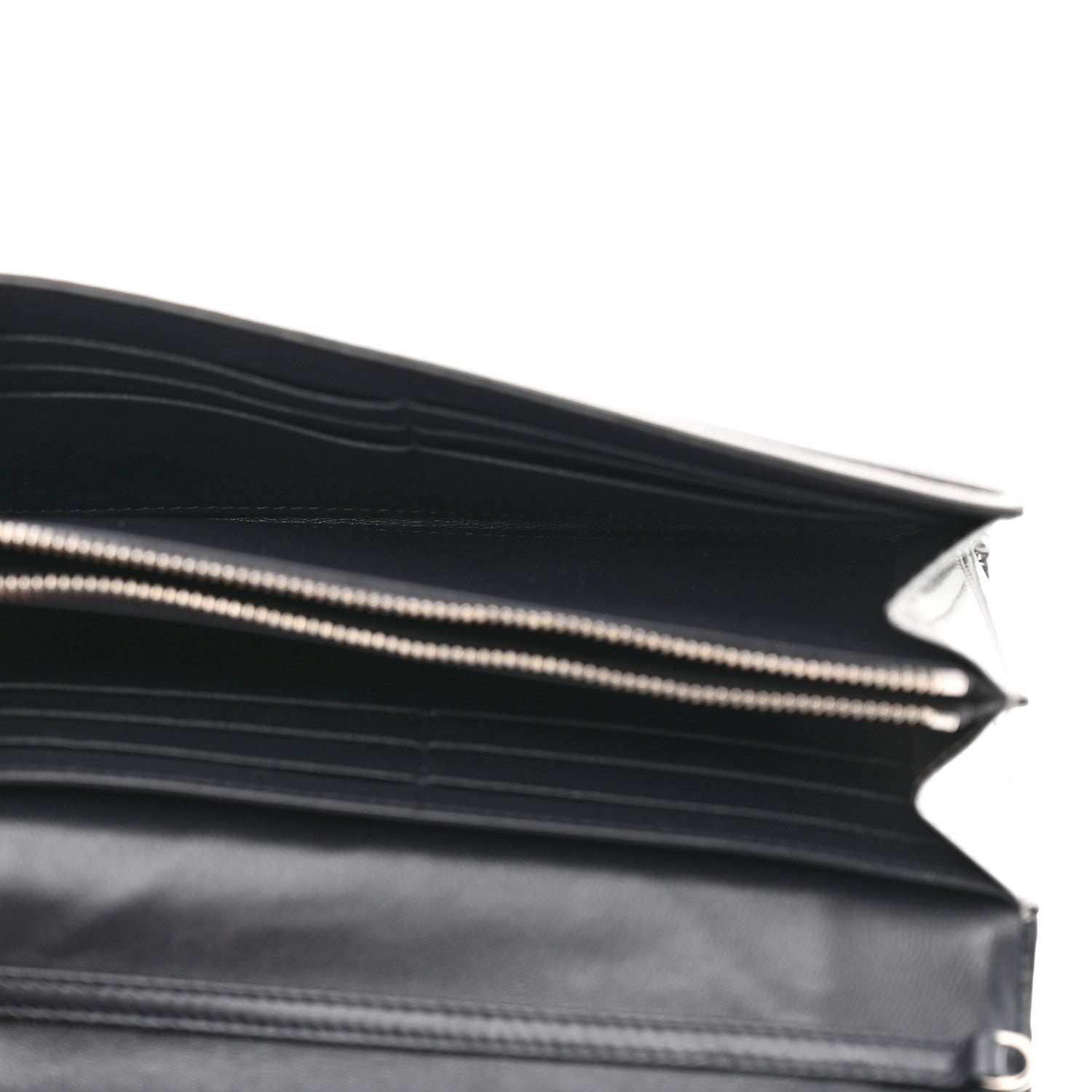 Christian Dior Metallic Patent Micro-Cannage Diorama Croisiere Chain Wallet Silver 5 of 7