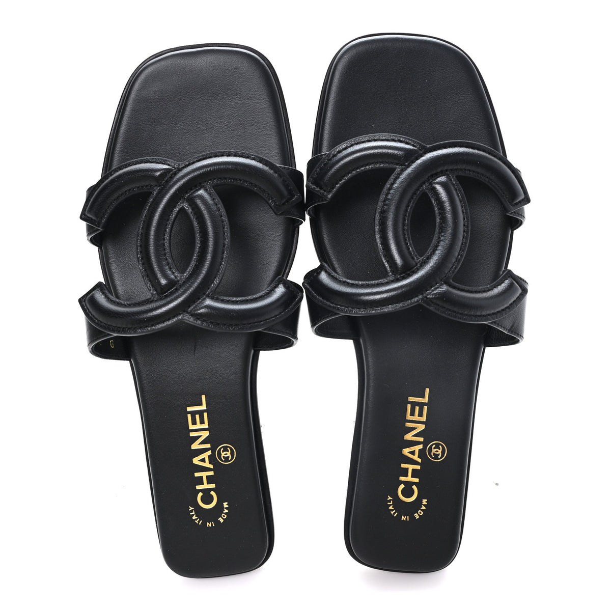 Chanel Lambskin CC Cut Out Mules Sandals 39 Black 2 of 10