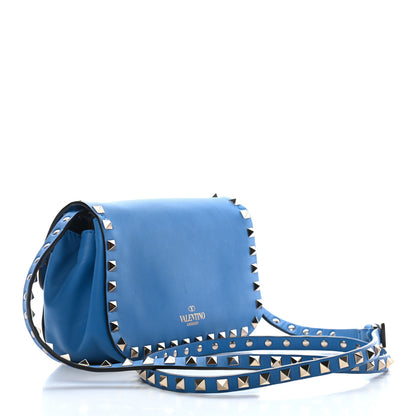Valentino Garavani Vitello Mini Rockstud Flap Saddle Crossbody Bag Light Sapphire 3 of 10