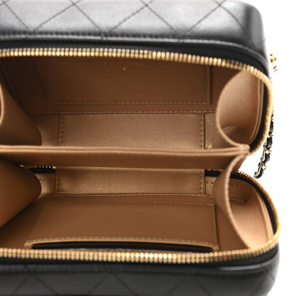 Chanel Lambskin Quilted Golden Plate Clutch With Chain Black 5 of 13