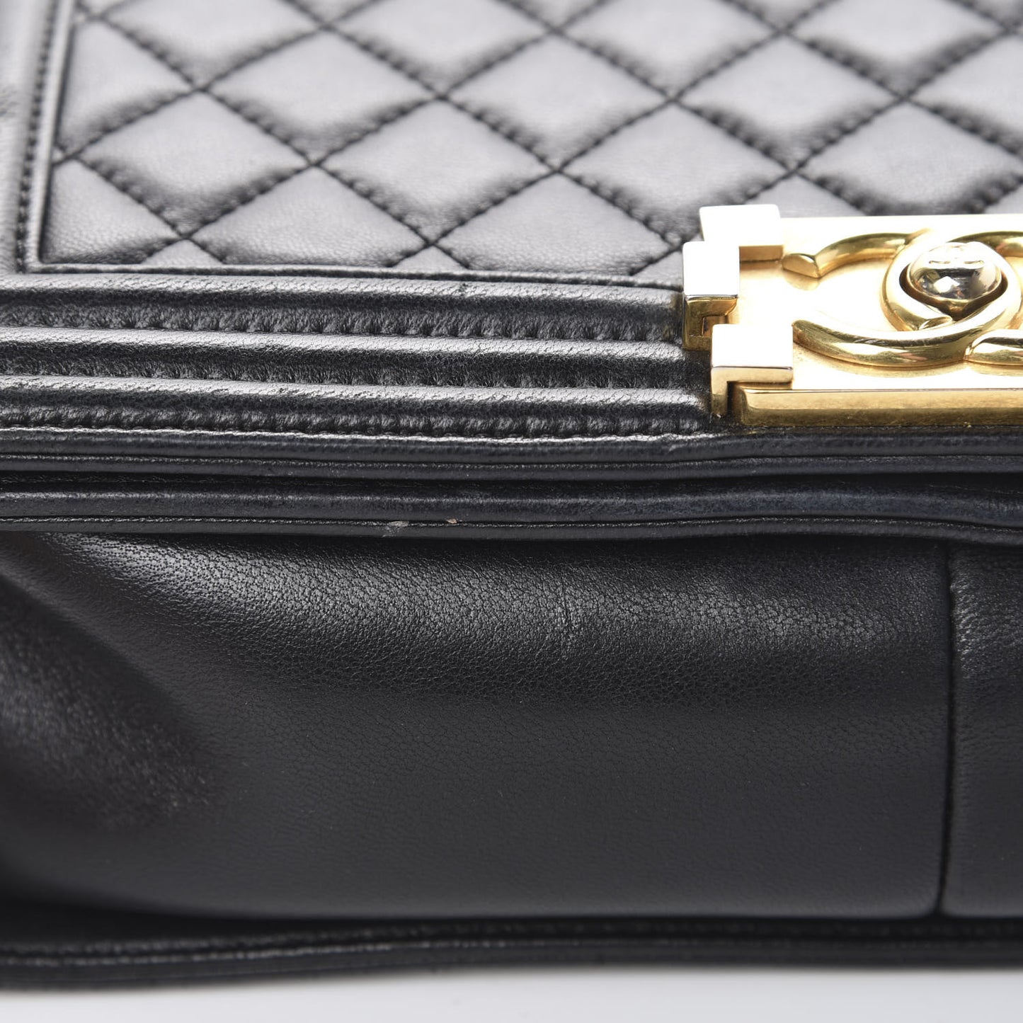 Lambskin Quilted Medium Boy Flap Black