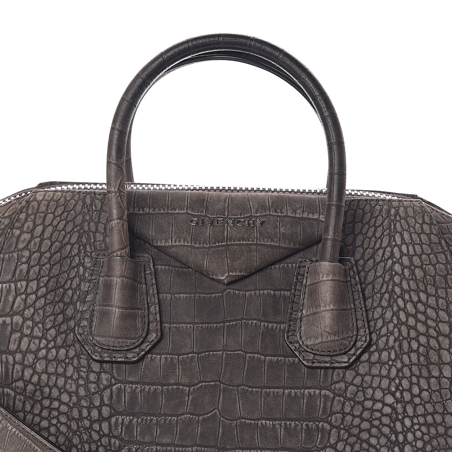 Givenchy Nubuck Crocodile Embossed Medium Antigona Brown 8 of 10