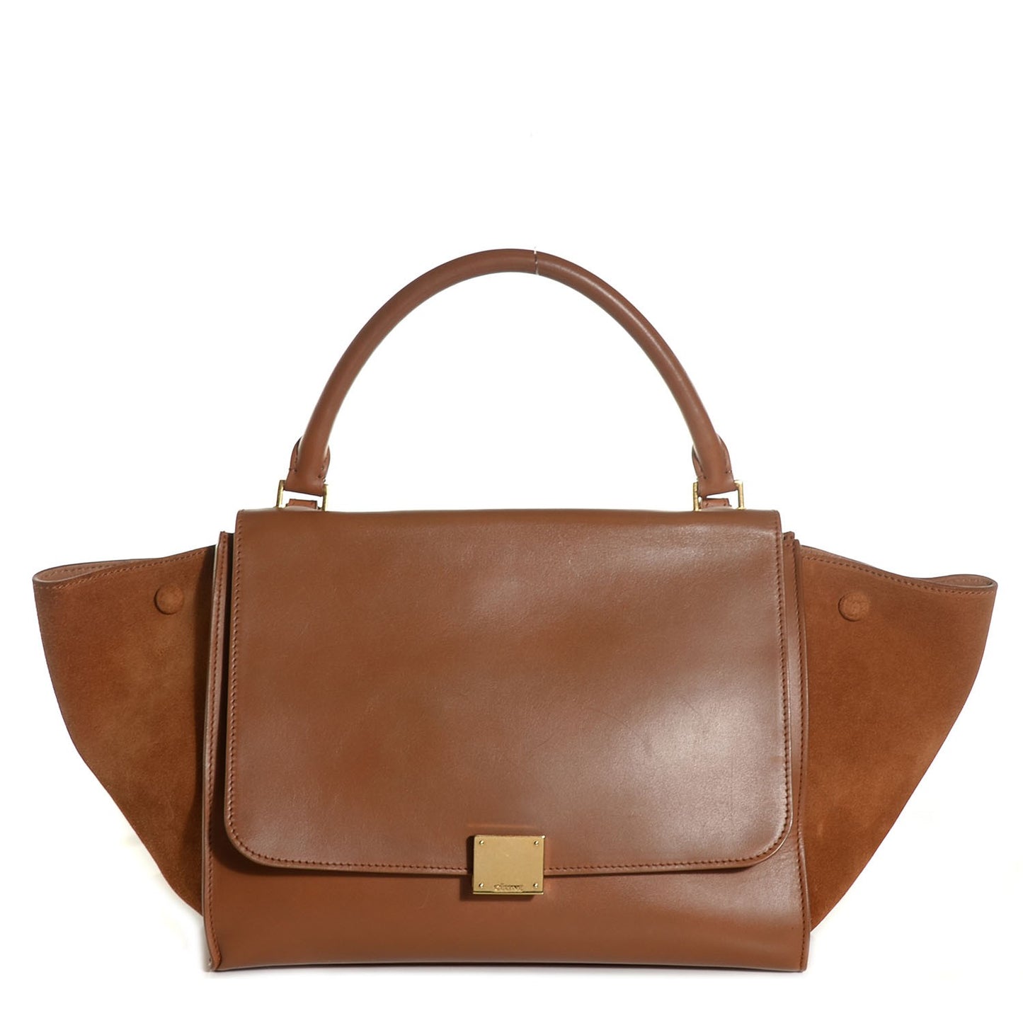 Smooth Calfskin Suede Medium Trapeze Tan
