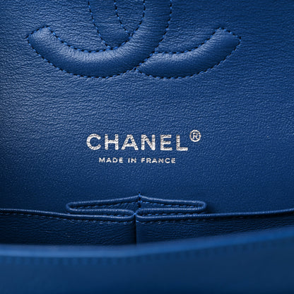 Chanel Crumpled Calfskin Quilted Medium Double Flap Blue 6 of 12