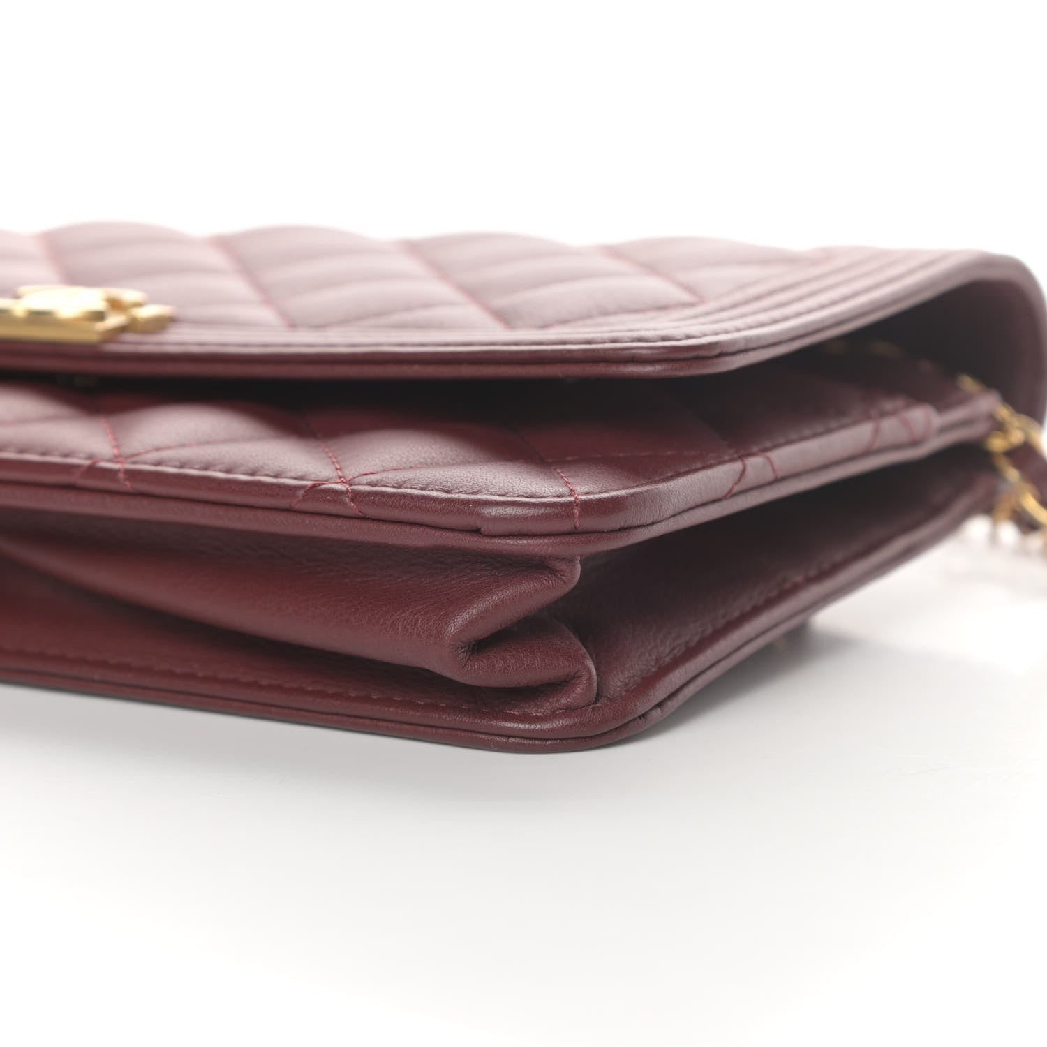Chanel Lambskin Quilted Boy Wallet On Chain WOC Burgundy 10 of 14