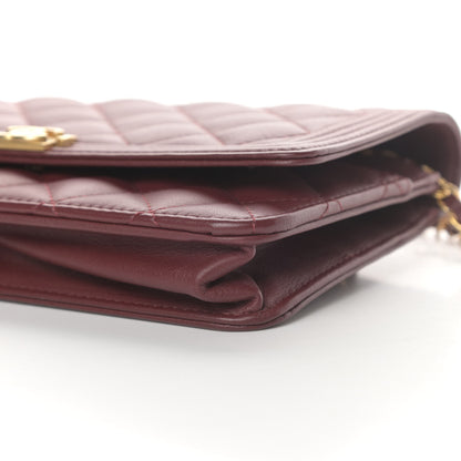 Chanel Lambskin Quilted Boy Wallet On Chain WOC Burgundy 10 of 14