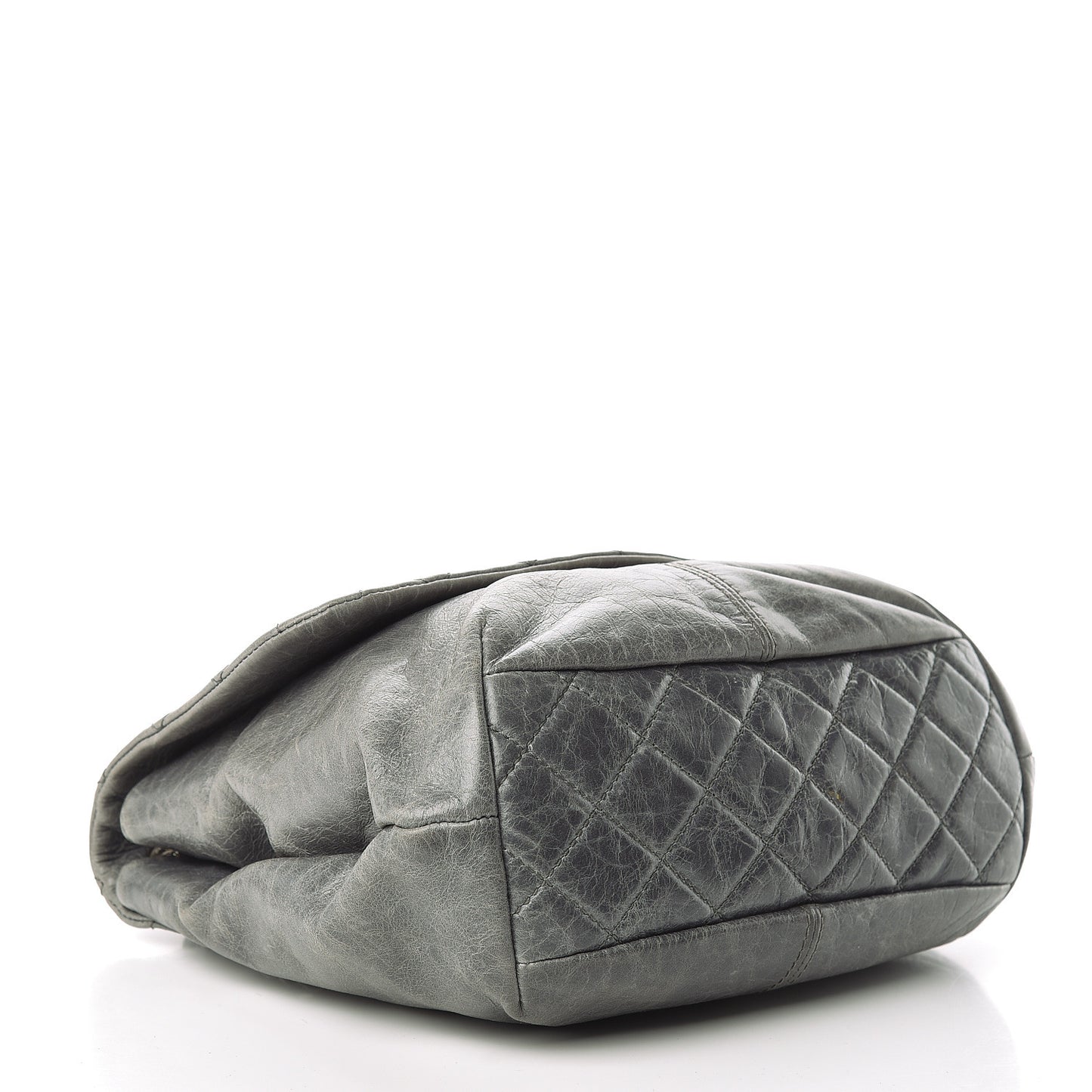 Shiny Lambskin Quilted Medium Trianon Messenger Flap Gris Fonce