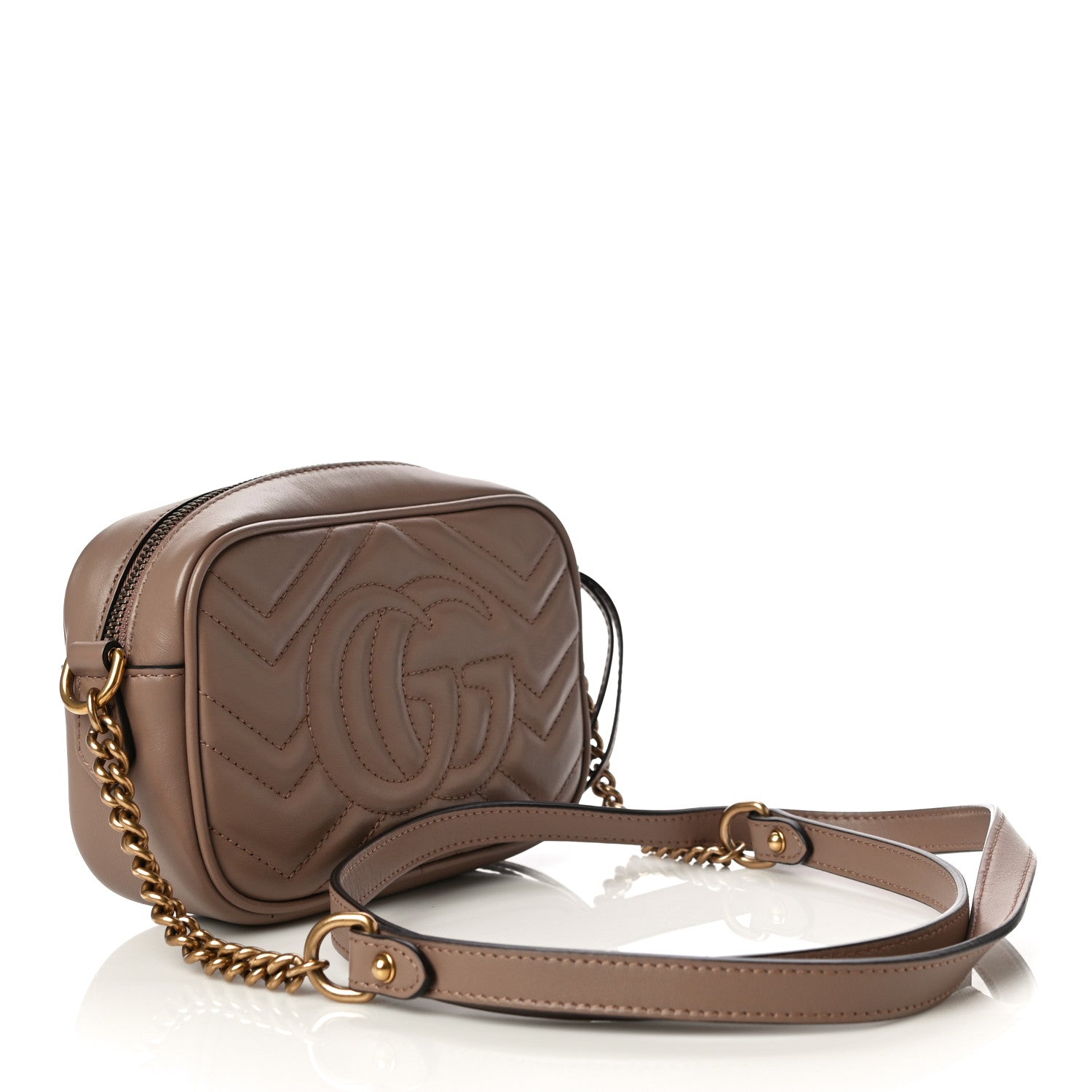 Gucci Calfskin Matelasse Mini GG Marmont Chain Shoulder Bag Porcelain Rose 3 of 11