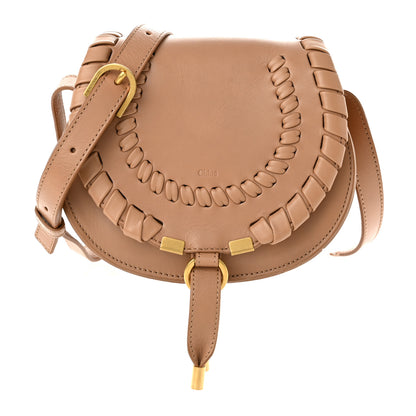 Chloe Calfskin Whipstitch Mini Marcie Round Crossbody Bag Light Tan 1 of 9