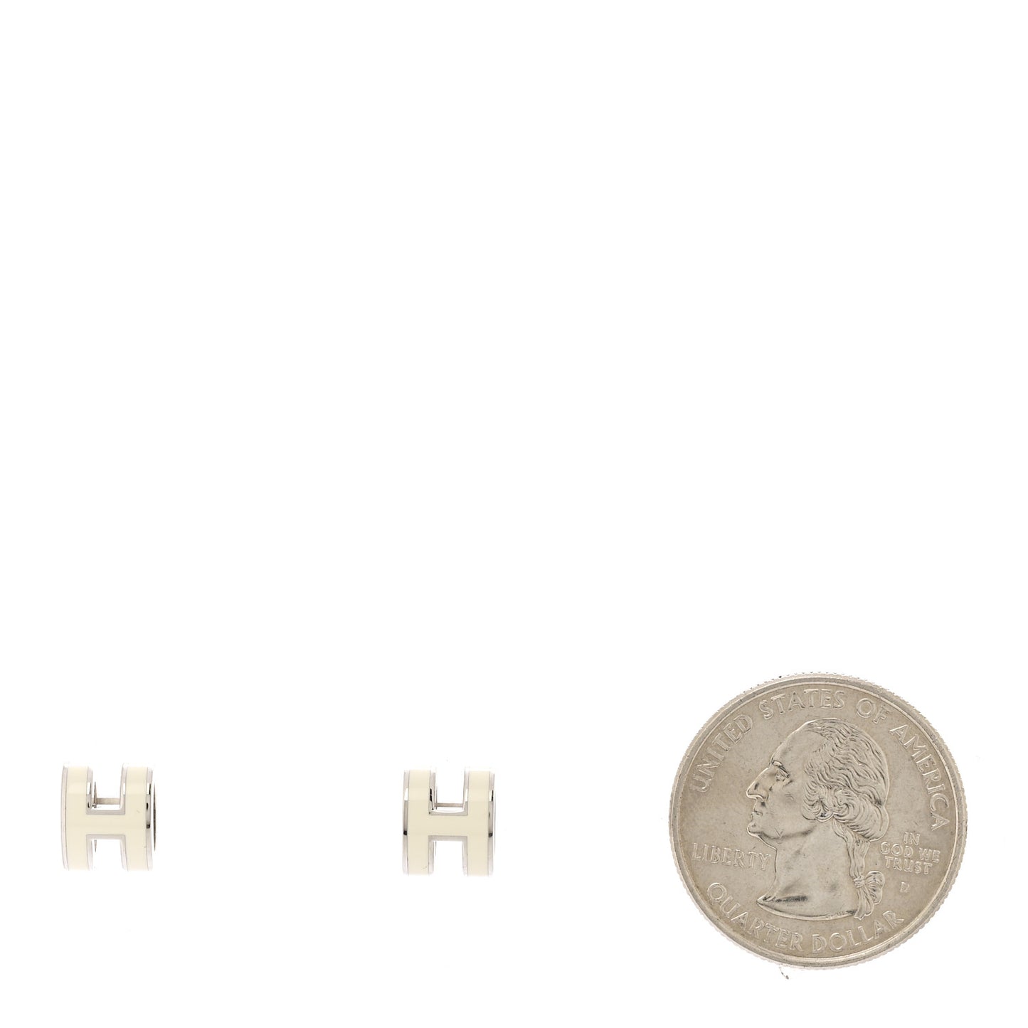 Palladium Lacquered Mini Pop H Earrings White
