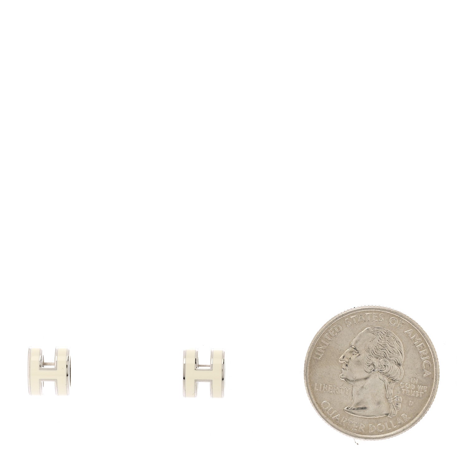 Hermes Palladium Lacquered Mini Pop H Earrings White 2 of 5