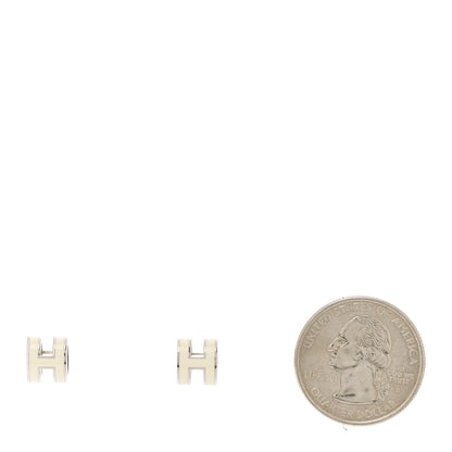 Hermes Palladium Lacquered Mini Pop H Earrings White 2 of 5