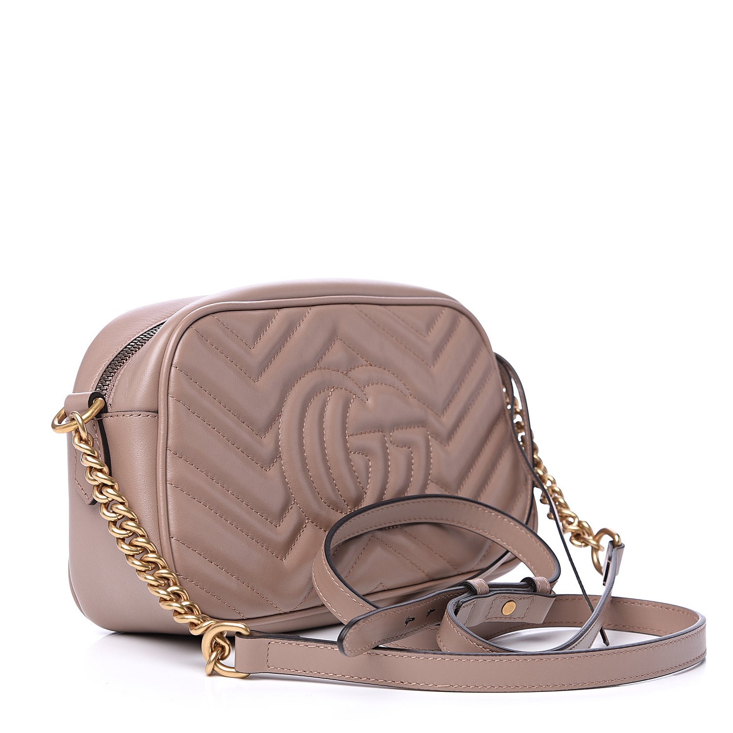 Calfskin Matelasse Small GG Marmont Chain Shoulder Bag Porcelain Rose