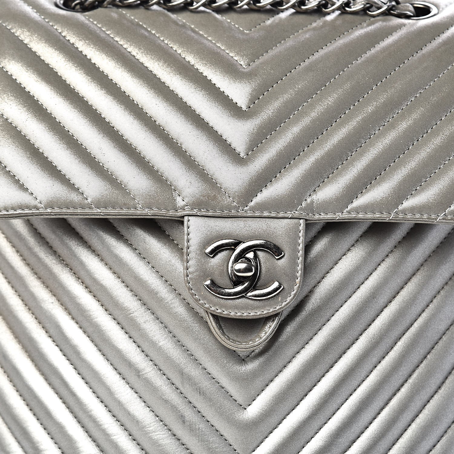 Chanel Metallic Calfskin Chevron Quilted Small Urban Spirit Backpack Silver 11 of 11