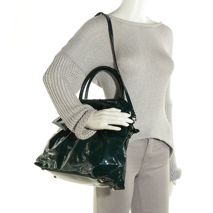 Valentino Garavani Patent Lacca Bow Dome Tote Dark Green 2 of 9