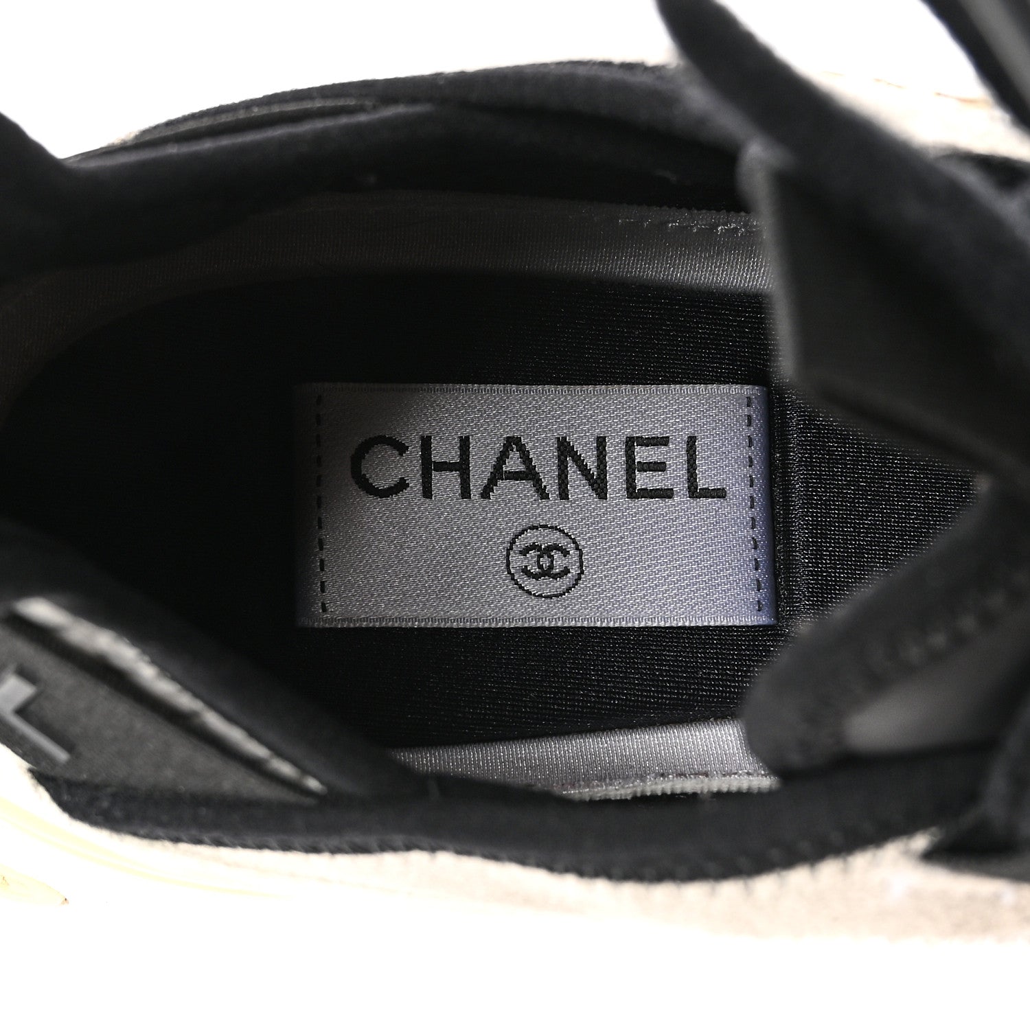 Chanel Fabric Suede Calfskin CC Sneakers 38.5 Ivory Black 9 of 11