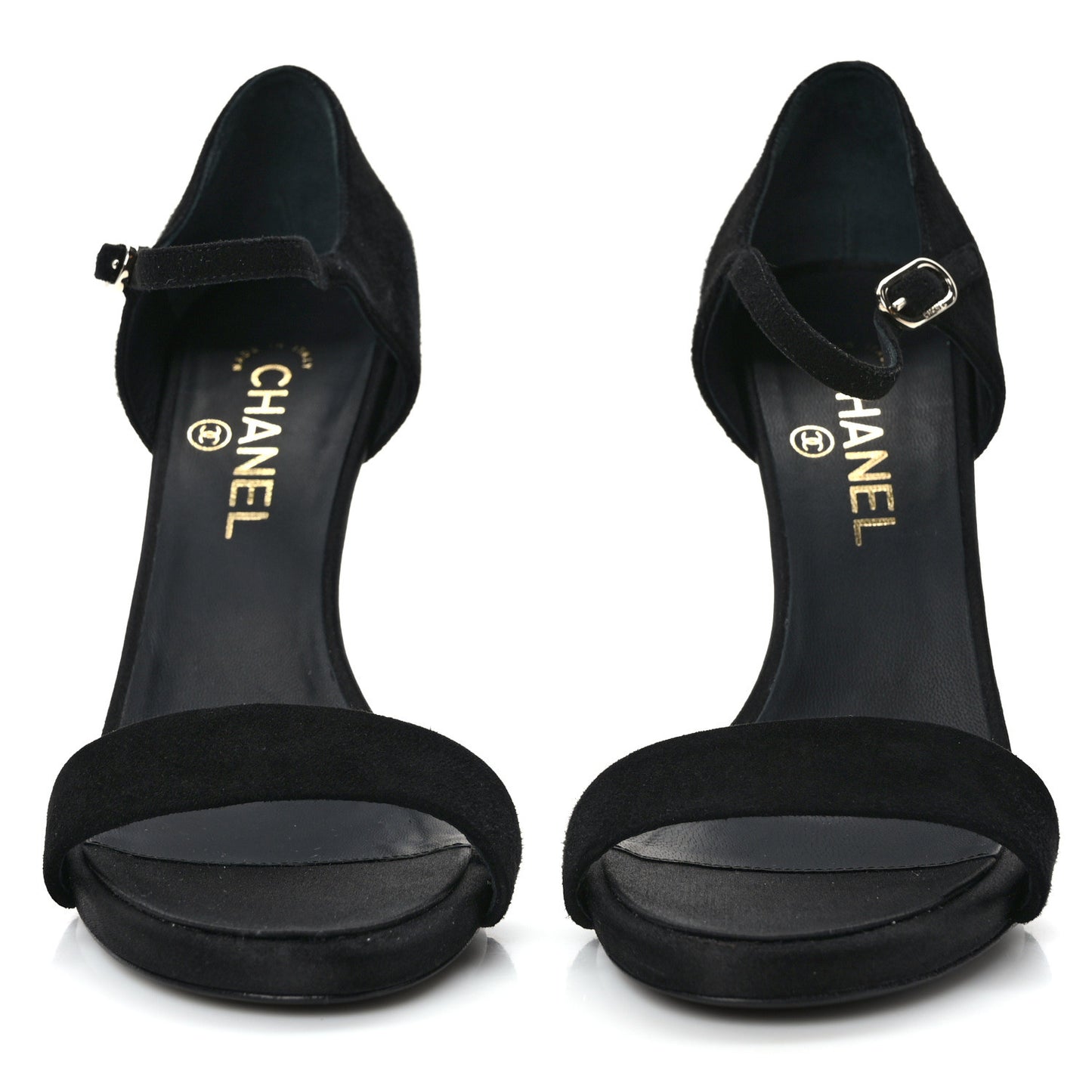Suede Calfskin CC Sandals 39 Black
