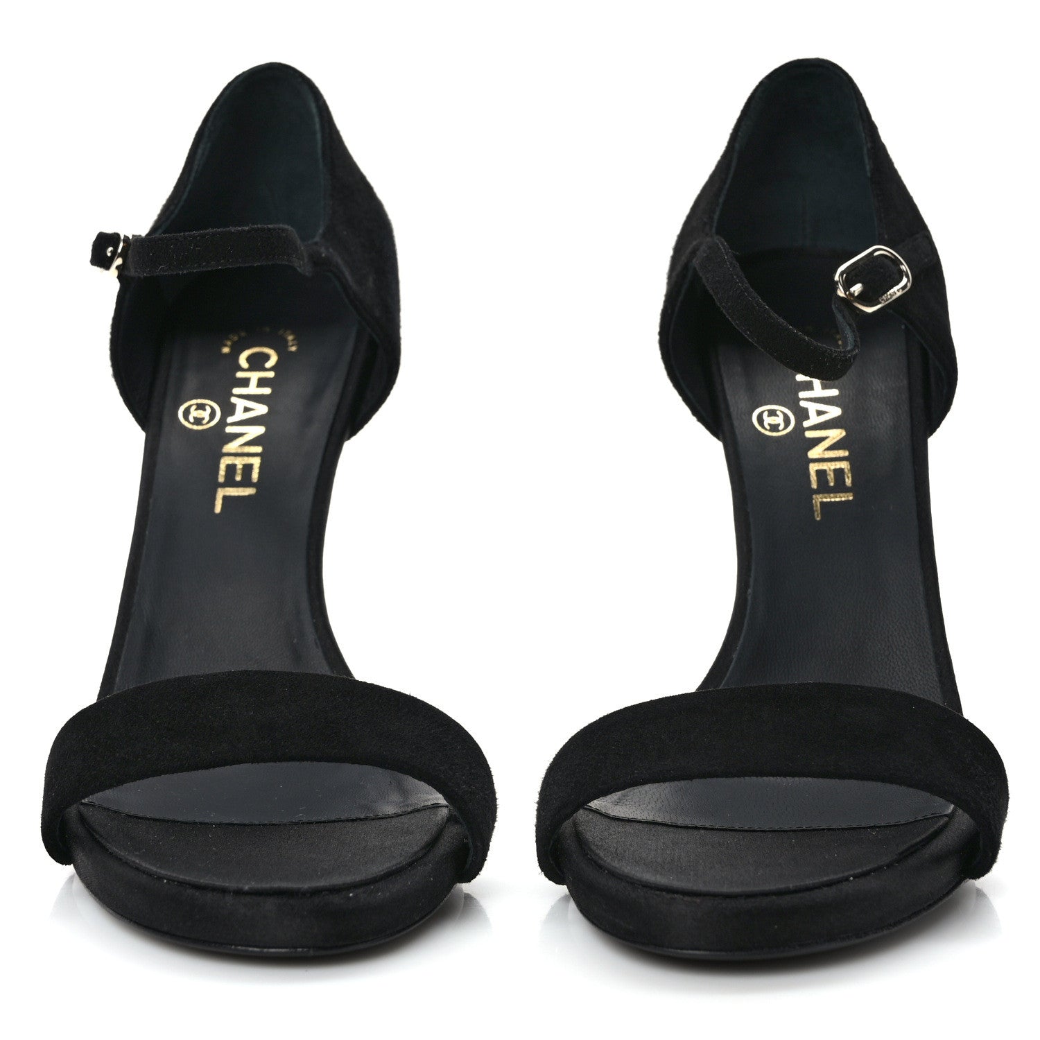 Chanel Suede Calfskin CC Sandals 39 Black 2 of 7
