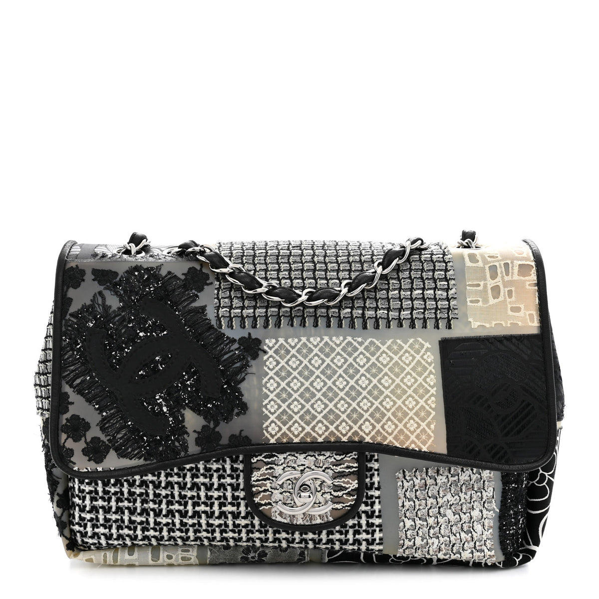 Chanel PVC Tweed Patchwork Jumbo Single Flap Black 1 of 12
