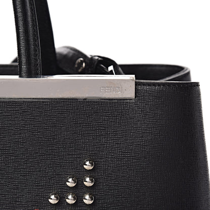 Fendi Vitello Elite Studded Monster Medium 2Jours Tote Black 12 of 13