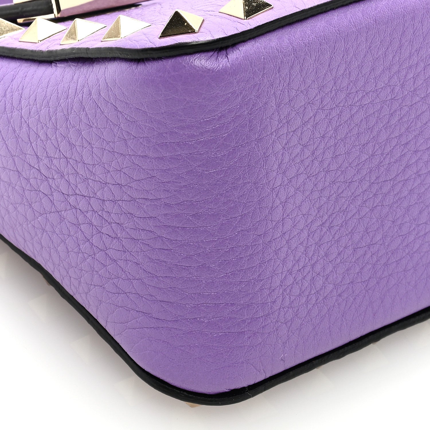 Valentino Garavani Pebbled Calfskin Small Rockstud Flip Lock Shoulder Bag Glicine 7 of 8
