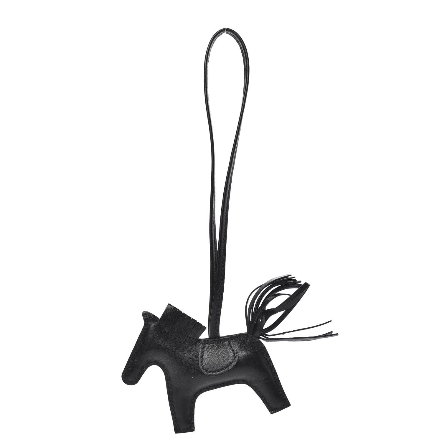 Hermes Milo Lambskin Grigri Rodeo Horse Bag Charm PM So Black 1 of 4