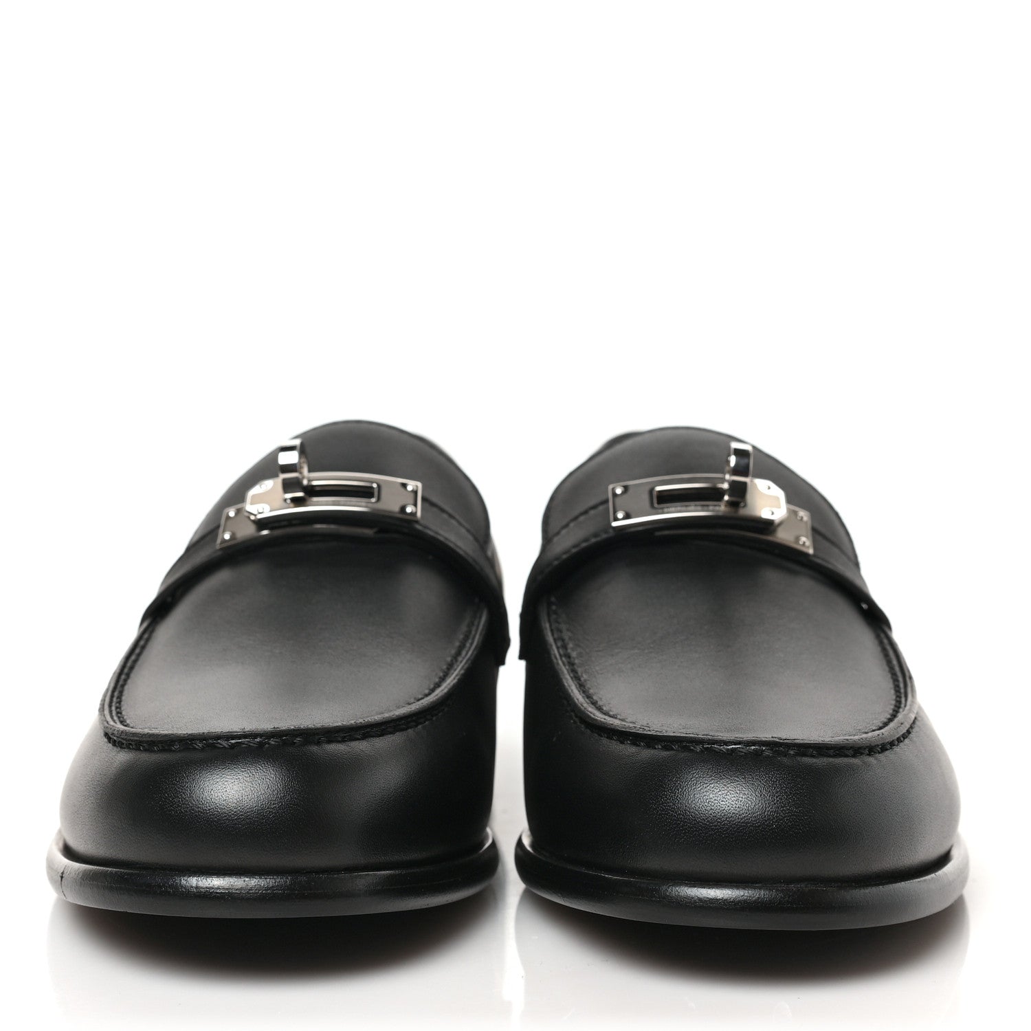 Hermes Calfskin Womens Destin Loafer 37.5 Black 2 of 8