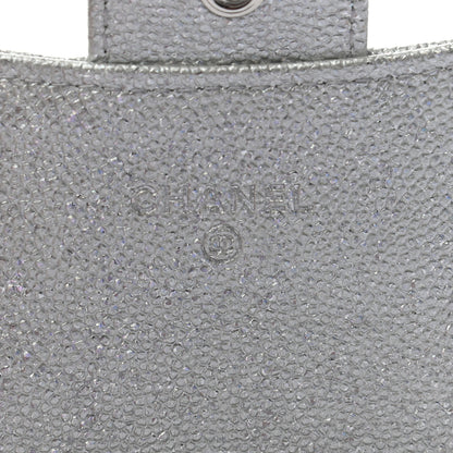 Chanel Glittered Metallic Caviar Quilted Flap Card Holder Wallet Silver 6 of 8