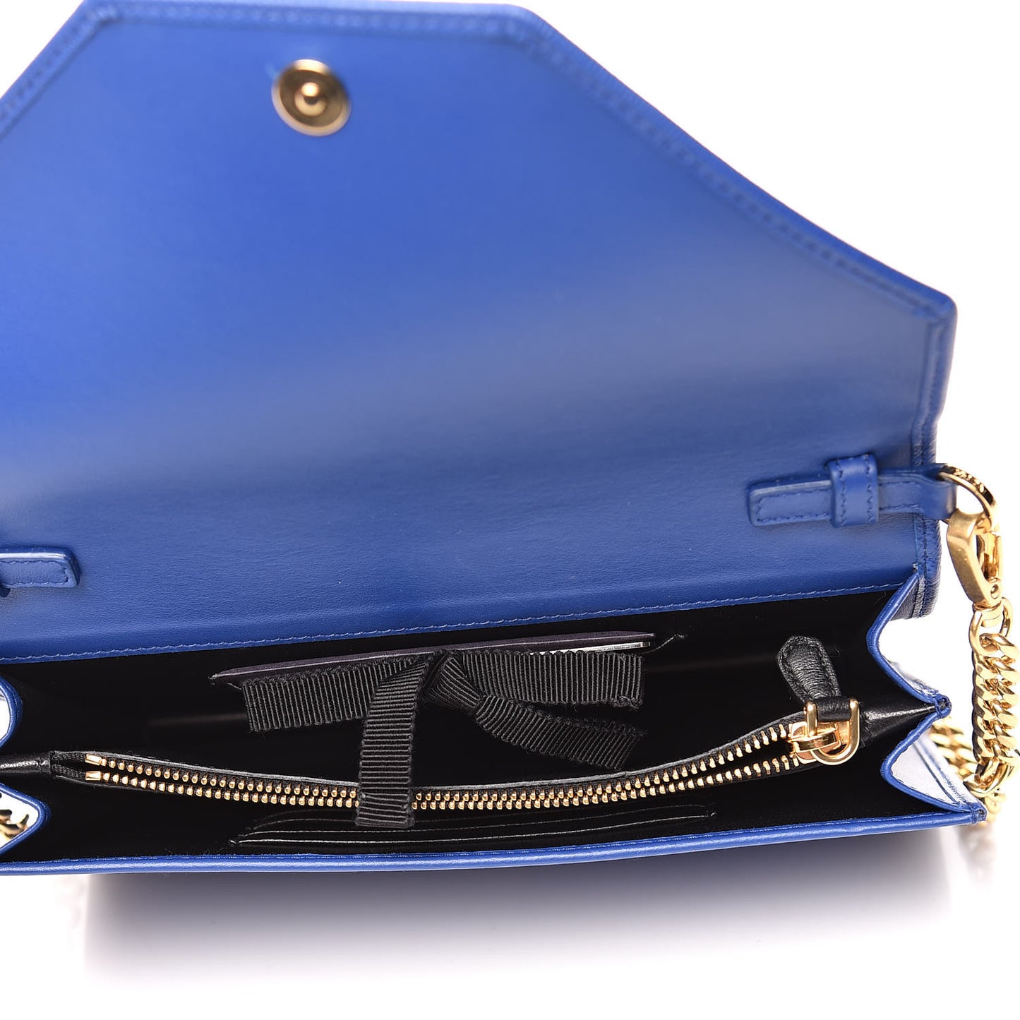 Saffiano City Calfskin Chain Wallet Royal