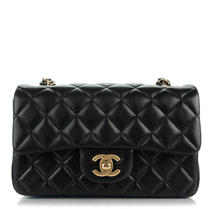 Chanel Lambskin Quilted Mini Rectangular Flap Black 1 of 8