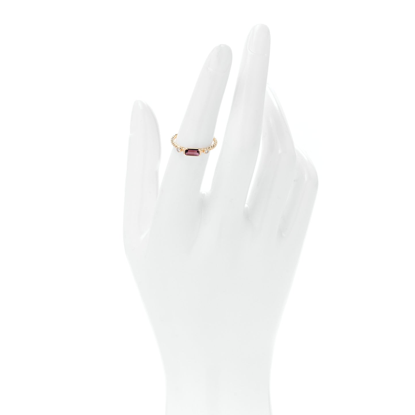 18K Yellow Gold Diamond Pink Tourmaline Novella Ring 50 5.5