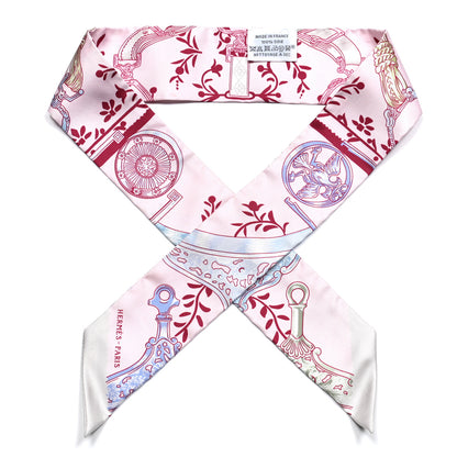 Hermes Silk Etriers Remix Twilly Rose Pale Bordeaux 1 of 4