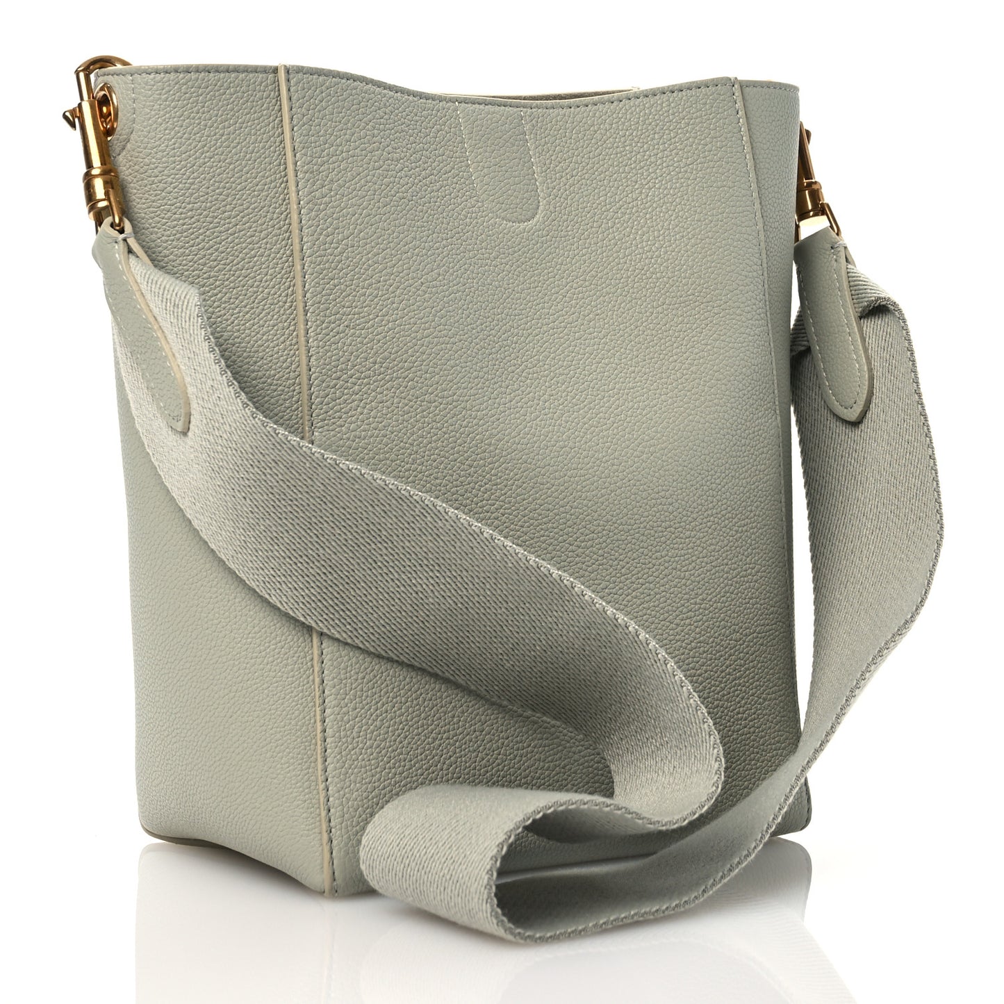 Soft Grained Calfskin Small Sangle Bucket Bag Grey