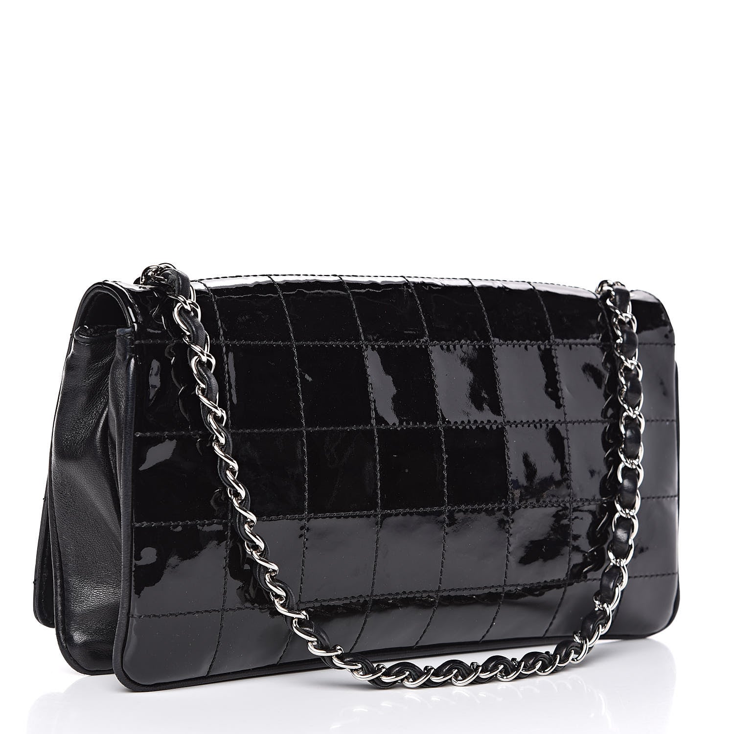 Chanel Patent Square Stitched CC Flap Clutch Black 3 of 11