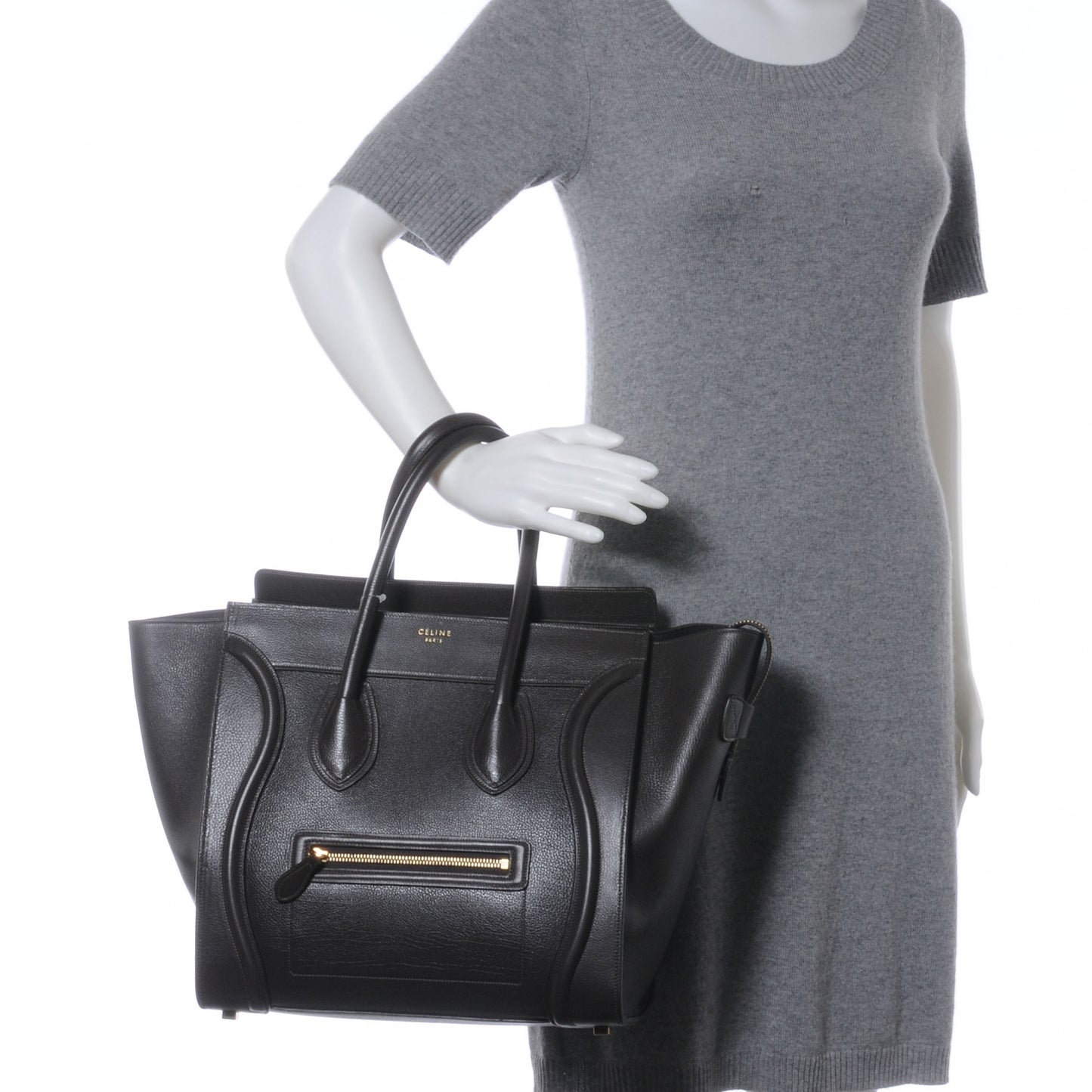 Drummed Calfskin Mini Luggage Bag Anthracite