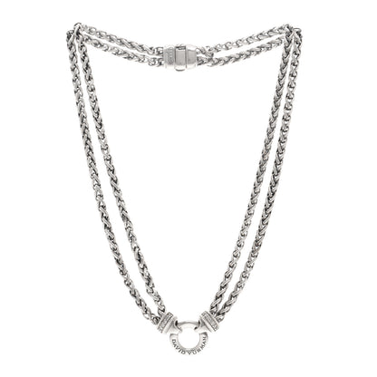 David Yurman Sterling Silver Diamond 18mm Double Wheat Chain Necklace 3 of 4