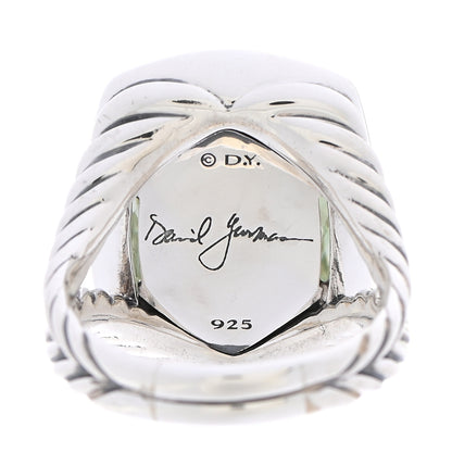 David Yurman Sterling Silver Diamond Prasiolite 20mm Ring 61 9.75 5 of 6
