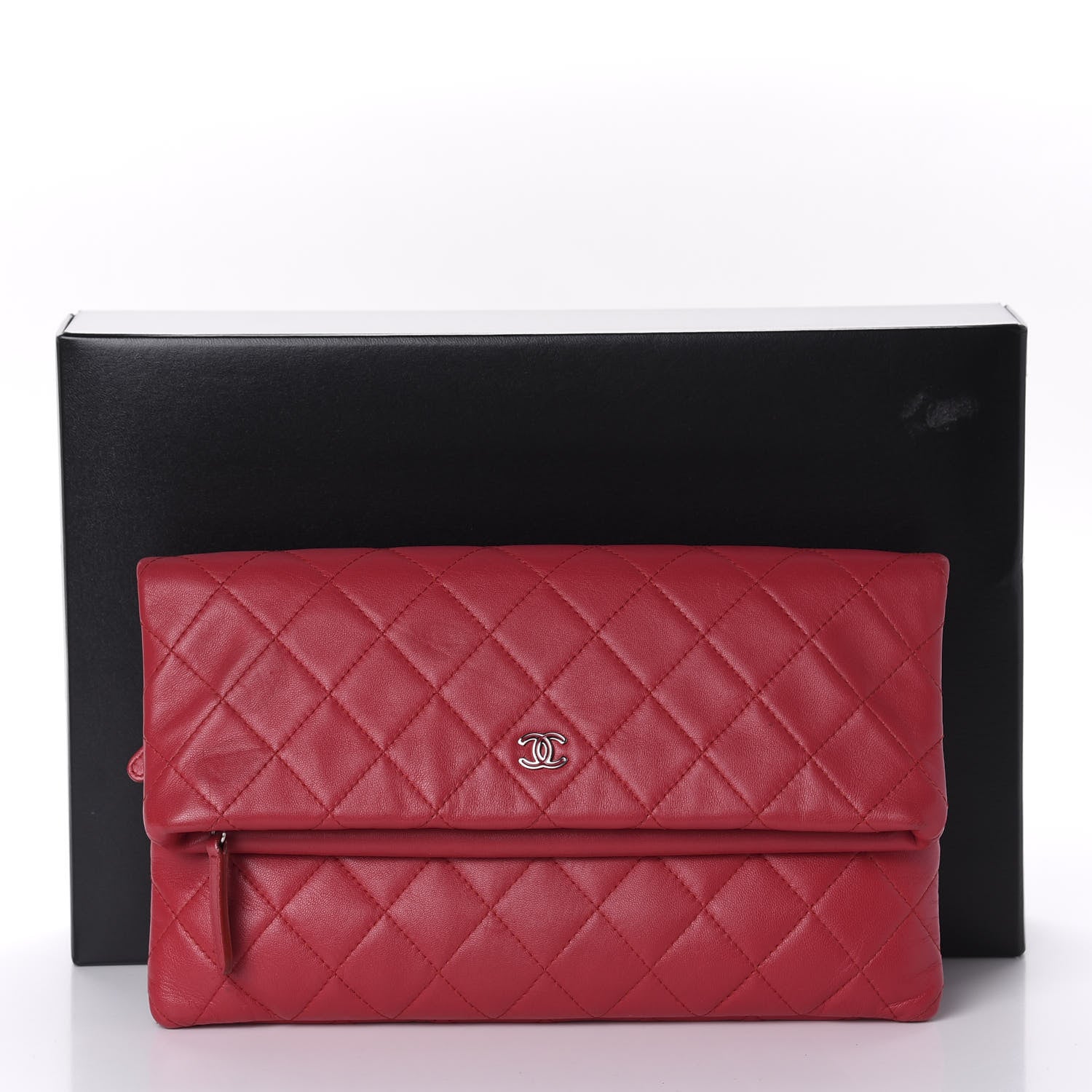 Chanel Lambskin Quilted CC Beauty Clutch Red 10 of 10